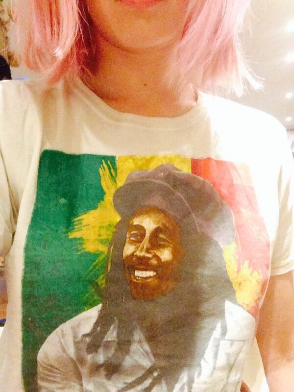 Fearnecotton's tweet photo. Tonsillitis update: slept terribly. Now wearing Bob Marley T shirt as everything is better with Bob http://t.co/gaEFdWzuKr