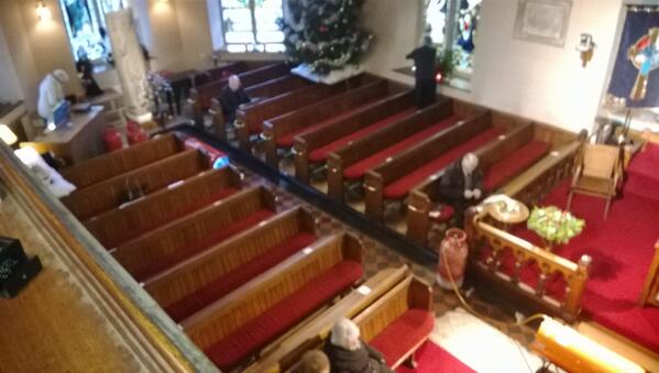 The heaters are on and the congregation is gathering.