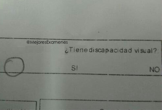 MejoresExamenes's tweet photo. ¿TIENE DISCAPACIDAD VISUAL? http://t.co/6Wtl7EEpKG