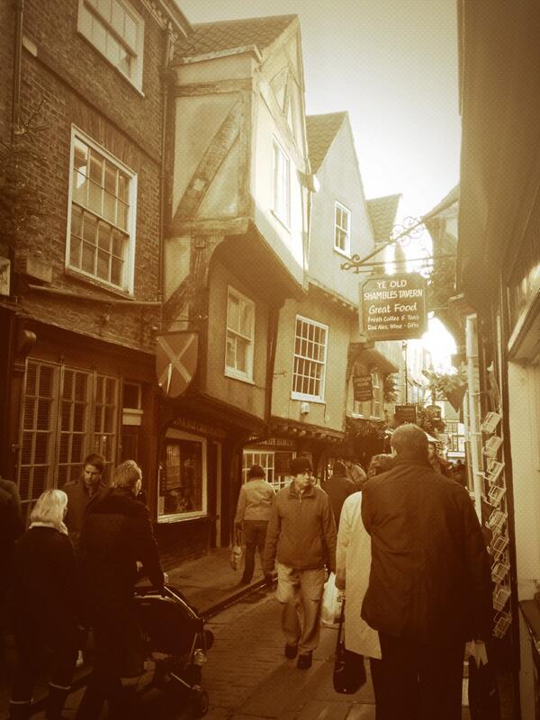 Crooked buildings in The Shambles, York