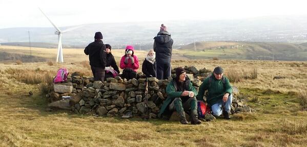 Some of our group of winter walkers enjoying the great weather today on Knowl Hill.