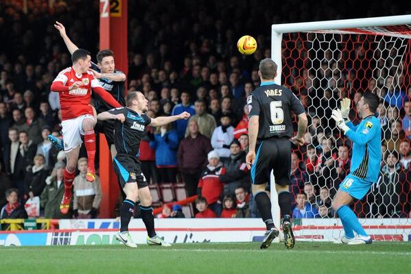 BristolCity's tweet photo. PIC: Greg Cunningham heads the #BristolCity opener. http://t.co/XjfJdskvgQ