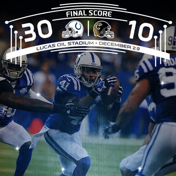 Colts's tweet photo. FINAL of #JAXvsIND. 

#Colts finish 11-5 for second straight year. #COLTSTRONG http://t.co/GfIuyEtcoz