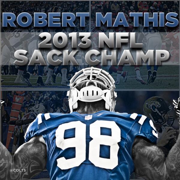 Colts's tweet photo. .@RobertMathis98 AKA the @NFL Sack Champ!!!

READ: http://t.co/HeTuNxvTCS http://t.co/fjW935IBXd