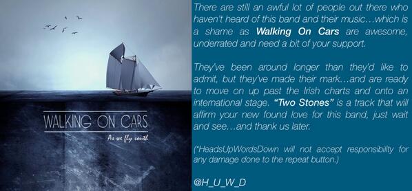 H_U_W_D's tweet photo. We share our thoughts on our band of the moment @WalkingOnCars - 
#WalkingOnCars http://t.co/bjLwphKcpR