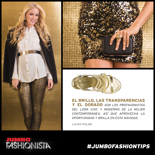 ModaJumbo's tweet photo. Temporada de brillo, transparencias y dorado. Tip de nuestra #JumboFashionista @LauraPoline #JumboFashionTips http://t.co/AfNbojGAE4