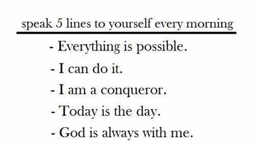 HealthFitty's tweet image. Says theses 5 lines to your self every morning 💜