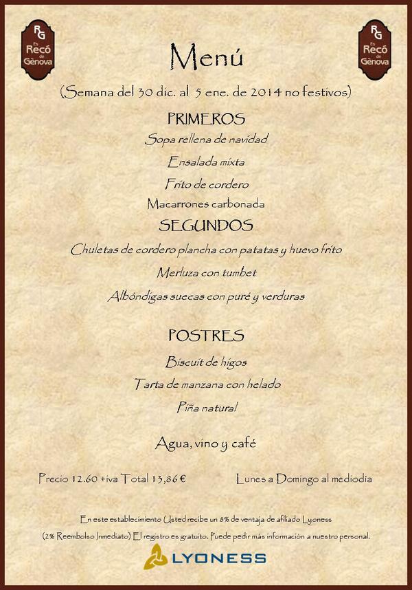EsRecodeGenova's tweet photo. ¡Muy buenos días! Os presentamos el #menú de esta semana. ¡Bon Profit! http://t.co/L9lqpaRScP