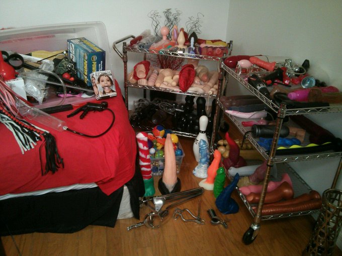 Didn't have enough room 2 show my 2 fucking machines but here is a glimpse of my sex collection. A true<a href="/tag/kisses"class="tags"><span>#kisses</span></a><a href="/tag/mondaymadness"class="tags"><span>#mondaymadness</span></a>