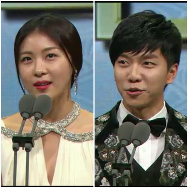 yuuuuuuhhhuuuuuuu....."<a href="/MBCnest/">MBC PR</a>: [2013 MBC 연기대상] 인기상 수상자는 하지원, 이승기 씨!!! 축하드립니다 ♡ "