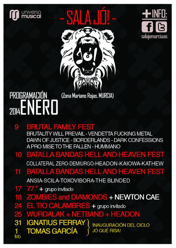 BlogDeUniverso's tweet photo. Programación ENERO @SalaJoMurcia http://t.co/RyfdqwtusK