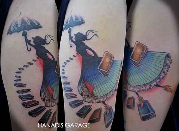 culttattoos's tweet photo. Dear ol' MARY POPPINS is on UK TV today. No shortage of great tattoos for this lady - #marypoppins #tattoo http://t.co/Jf04YSLb4L