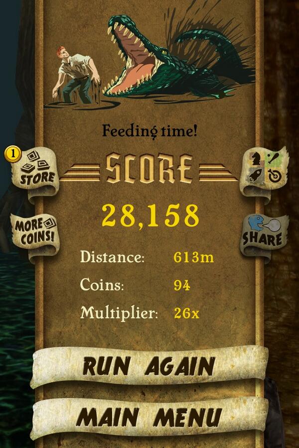 dperrottarice's tweet image. I got 28,158 points while escaping from demon monkeys. Beat that! bit.ly/TempleRunGame #TempleRun