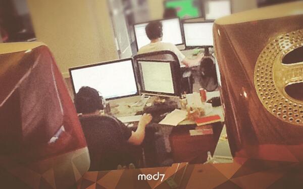 mod7's tweet photo. The Mod7 nostalgia count-down, 28/32: Our faithful Ruby iMacs kept watch over us throughout the years (circa 2012). http://t.co/y6fawPU8x0