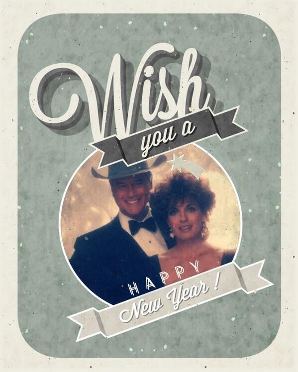 ewing_34's tweet photo. Jr and Sue Ellen wish everyone a #HappyNewYear #Dallasfans!! #Cheers!! @FansHagman @DallasfanP @KaitlynLong16 http://t.co/GdI2PVDXlm