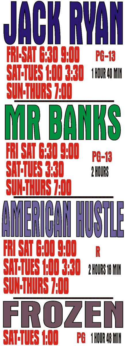 MarquisTheatre's tweet photo. Hey you tweeters, here are our showtimes from Friday, January 17-Thursday, January, 23...Enjoy http://t.co/QJKPxbUV9n