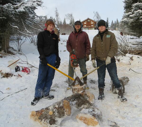 OttoKilcher's tweet photo. Nothing like a good winter wood hauling day with two of my fav's August n Marley!  no blood, just sweets n cheer! http://t.co/VBv4fIQJc1