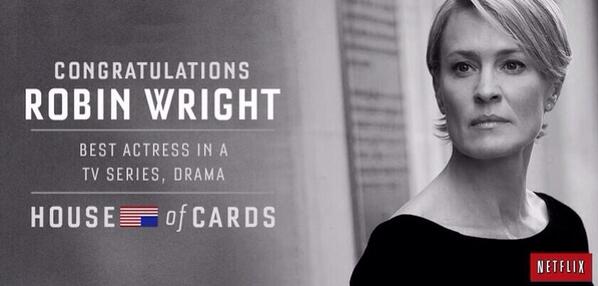 “<a href="/NetflixUK/">Netflix UK & Ireland</a>: Congratulations to House of Cards' Robin Wright from UK &amp; Ireland #GoldenGlobes ” Well done Netflix.
