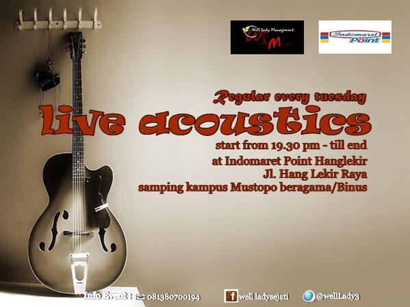 WellLady3's tweet photo. Regular Live AcousticTuesday Night January 7,2014 start from 19.30 pm
keep U'r music entertaint with Us http://t.co/jXrXkhX4ft