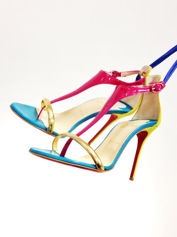 LouboutinWorld's tweet photo. SS14's most sizzling shades offset with shimmering golden leather - Athena Alta is ready to hit the city in style  http://t.co/sewtUTaEg4