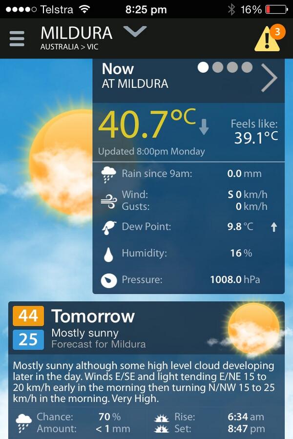 Tim_Green78's tweet image. @WeLoveMildura right now.  #warmish ??  #balmy40degrees