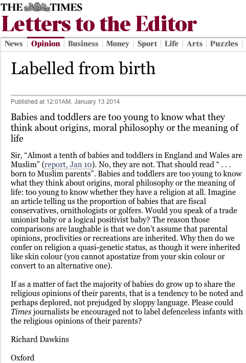 Richard Dawkins on Twitter: ""Labelled from birth