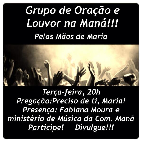 metodomais's tweet photo. Venha louvar e ouvir a palavra que liberta DIVULGUE! Que Nossa Senhora te abençoe!!! @FabianoMdeMoura http://t.co/4ph0MFB6lJ