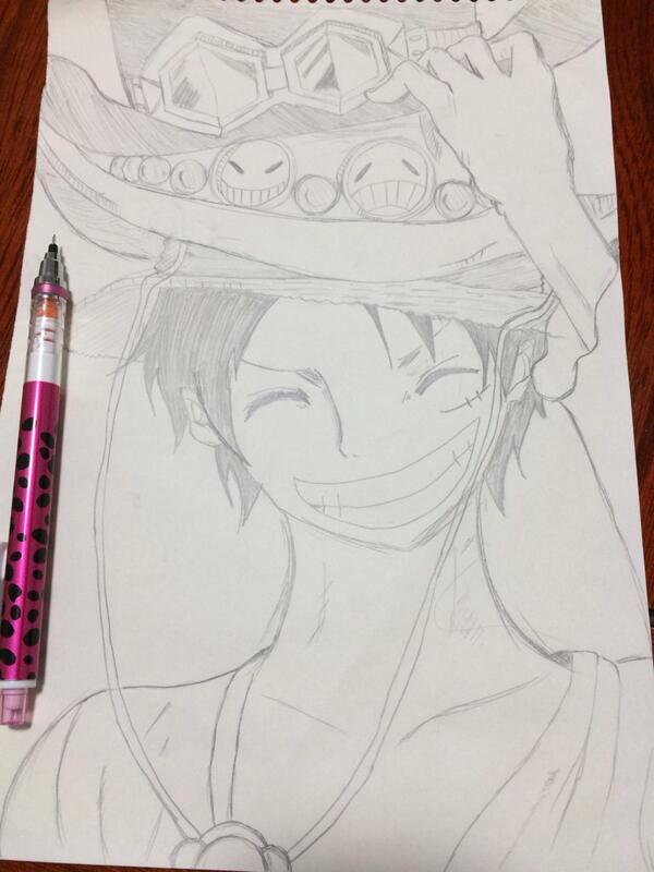 亞沙美 One Pieceのルフィ描いてみた サボ エースの帽子を被ってるルフィです O 上手いと思う人rt 私に絵を描いてもらいたい人rt Http T Co Oya4voefmr Twitter