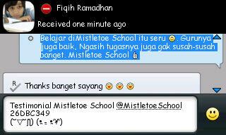 MistletoeSchool's tweet photo. Testimonial from Fiqih (Mistletoe School 2 7-9 malem WIB) thanks dear (う˘▿˘)ε˘) http://t.co/CHT9r68CDx
