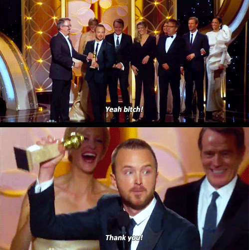 HeisenbergSir's tweet photo. Breaking Bad gana el Globo de Oro al mejor drama... YEAH BITCH! http://t.co/ud55fOhKAE