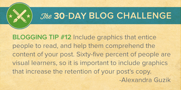 HubSpot's tweet photo. 30-Day Blog Challenge Tip #12: Use Visuals http://t.co/AorNuGxDPd #blogfor30 http://t.co/YBqh2sMnsP