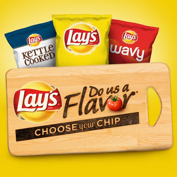 LAYS's tweet photo. #DoUsAFlavor is back! Create a flavor, choose your chip &amp; you could win $1 million! See rules. http://t.co/SQarI6Y1V1 http://t.co/SewSpDThro