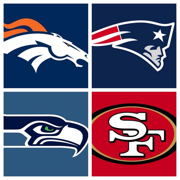 AthletesCenter's tweet photo. Retweet if your team is in the playoffs

Seattle Seahawks
San Francisco 49ers
Denver Broncos
New England Patriots http://t.co/pzwOhUP7uh