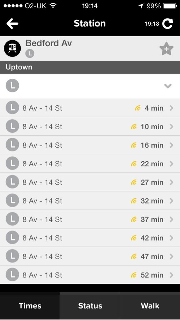 CitymapperNYC's tweet photo. Breaking news! Real time departures just went live for the L train! Already in our app! http://t.co/cpvVxlzQsV