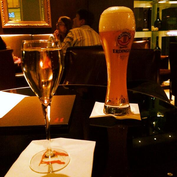 The perfect modern couple: champagne for him, beer for her! #schiller #bar #Zurich <a href="/LaurentPerrier_/">Laurent-Perrier Aust</a> <a href="/ErdingerWB/">Erdinger WB</a>