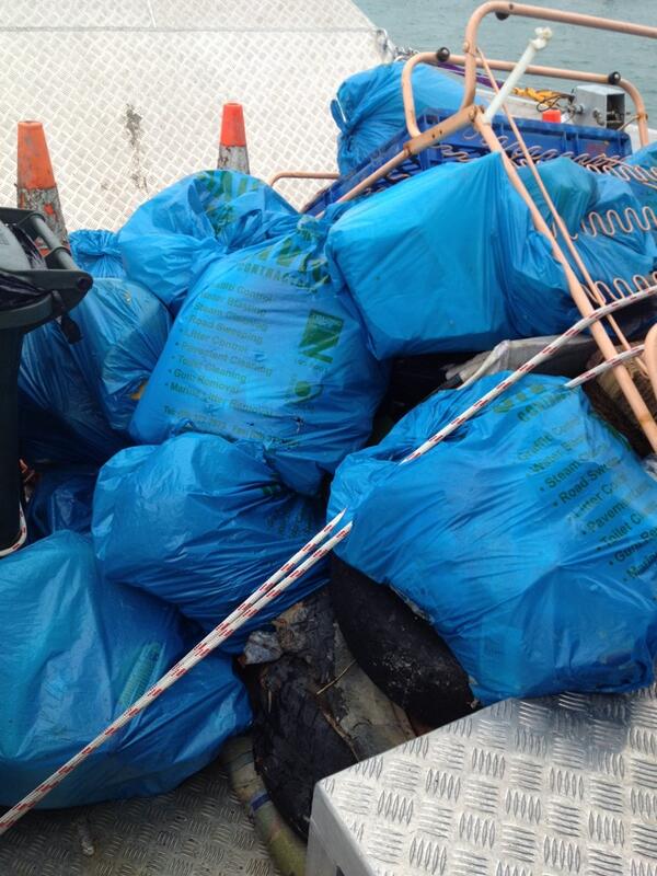 11 bags on walls of Westhaven #auckland . Apologies to the nesting seagulls. #divebomb