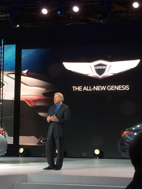 Hyundai's tweet photo. #NextGenesis "will be available this spring" - CEO Dave Zuchowski #NAIAS ^rl http://t.co/wMg2HyTxWj