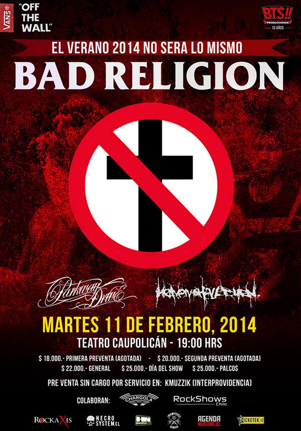 Cote Hurtado (@coteaxis) on Twitter photo Bad Religion de regreso en Chile! Afiche actualizado, atentos por novedades. <a href="/rockaxiscontodo/">Roch Axis Contodo</a> <a href="/btsproducciones/">BTS!! Producciones</a> Bad Religion de regreso en Chile! Afiche actualizado, atentos por novedades. <a href="/rockaxiscontodo/">Roch Axis Contodo</a> <a href="/btsproducciones/">BTS!! Producciones</a>