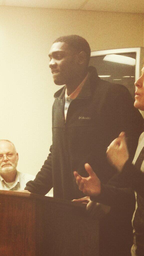Arthur Randall as he thanks Pamlico Board of Ed for their support&amp;shares news of his acceptance&amp;scholarship @ Chowan!