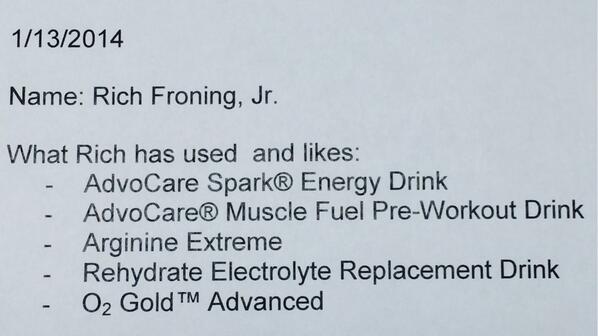 AdvoCareSports's tweet photo. Ok @advocare leaders y'all talked me into it! The initial @richfroning product list. http://t.co/OdPg0YRQ7Z
