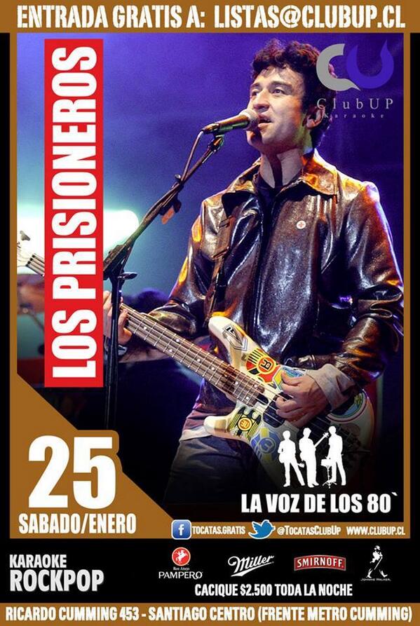 LAVOZDELOS80b's tweet photo. 25 de enero estaremos en el CLUB UP.
invitaciones escribiendo al correo:
bandalavozdelos80@gmail.com http://t.co/fsTcjSSi3T