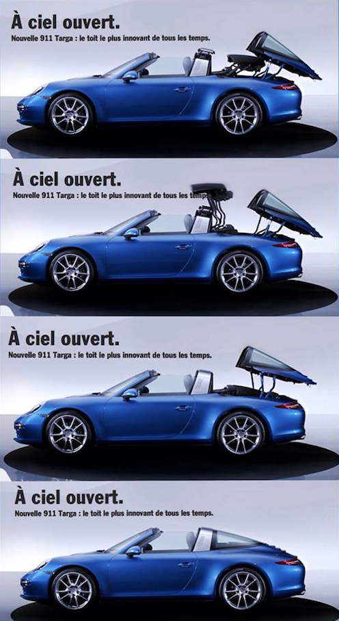 RSMagPorsche's tweet photo. Une frise histoire de comprendre le mécanisme du toit de la nouvelle #Porsche 991 Targa. #Porsche991 #Targa #Detroit http://t.co/UMD1P67n6F