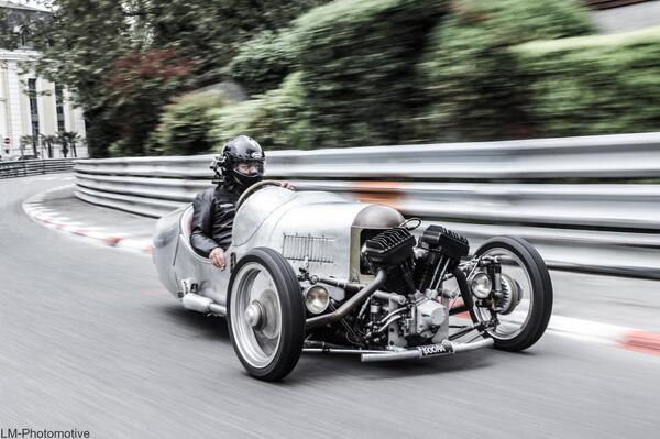 “<a href="/morganmotor/">Morgan Motor Company</a>: We love this picture of an original <a href="/morgan3wheeler/">Morgan Three Wheeler</a> on track, courtesy of LM-Photomotive. ”

Brilliant