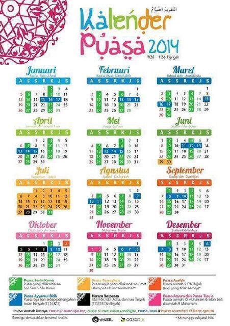 Hazel Sali on Twitter: "Calendar puasa sunat 2014 Esok 