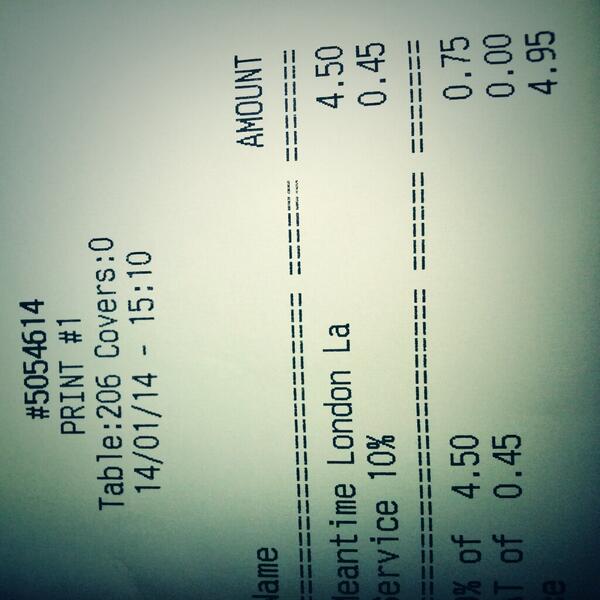 Adding 45p service charge just for pouring a beer!! #OnlyInLondon