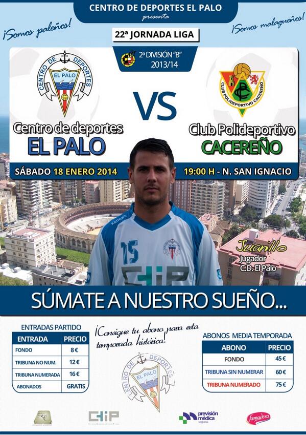 ElPaloFC's tweet photo. Este sábado a las 19:00 h vuelve la 2ªB   al Nuevo San Ignacio.
@cdelpalo - @CPCacerenoSAD. 
¡Os esperamos! http://t.co/ucMA1EsQRd