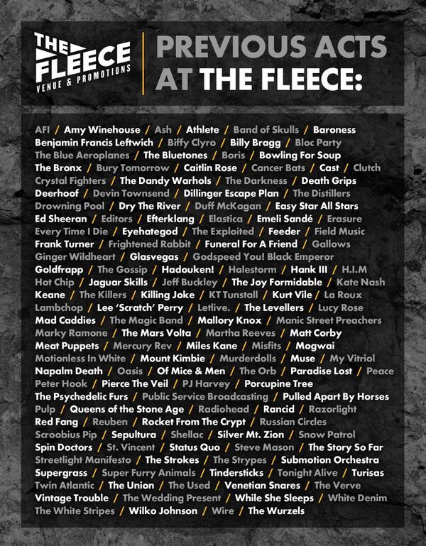 FleeceBristol's tweet image. Since 1982 at The Fleece. Anyone been to any of these legendary shows? #Bristol #RT