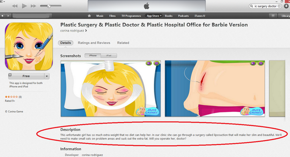 RepresentPledge's tweet photo. MT @EverydaySexism: Join us in calling on @itunes to reconsider marketing this game to players age 9+ #NotBuyingIt http://t.co/zXfSjwkFFN