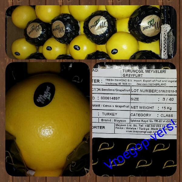 RobinHeikens's tweet image. Net binnen! Morgenochtend verkijgbaar Turkse wittegrapefruit doos 40st 15kg #VroegopWindig #eigenimport #scherpeprijs