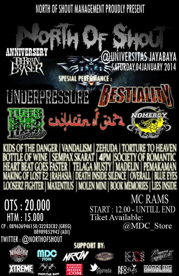 event sabtu ini, 4 January 2014 anniversary @TbeMetalcore kami main jam 5 sore. yuks ah :D